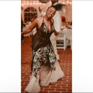 BEBE Pleated Floral Maxi Dress